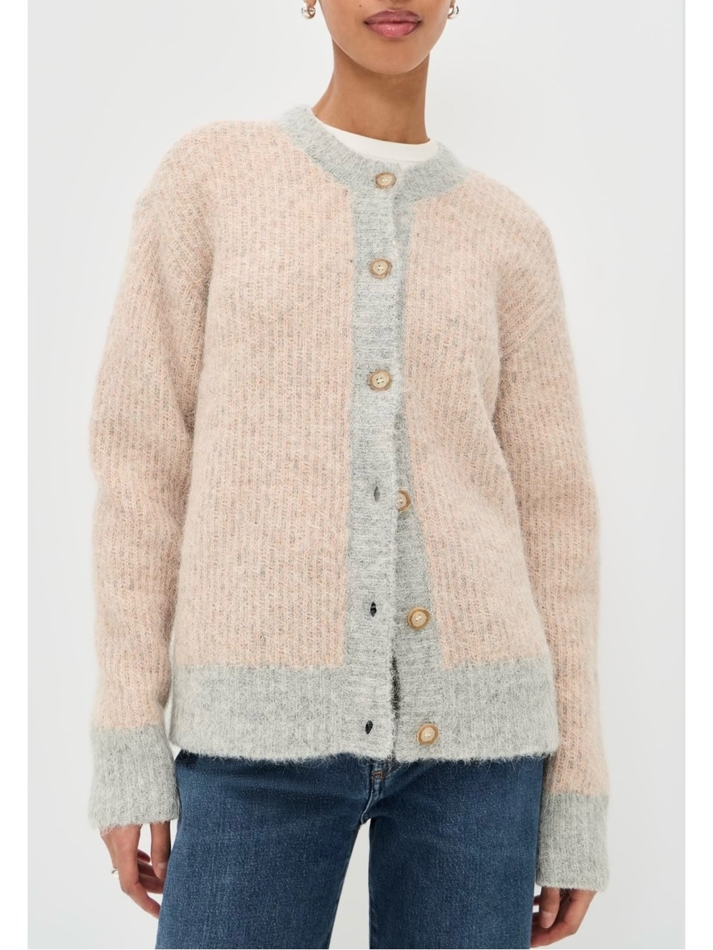 Favorite Daughter NWT The Rio Alpaca Blend Cardigan Rose Dust Light Grey Small